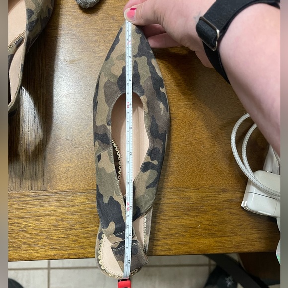 Anthropologie Silent D Camo Sling Back Pointed Toe Low Block Heel Sandals - Picture 5 of 8